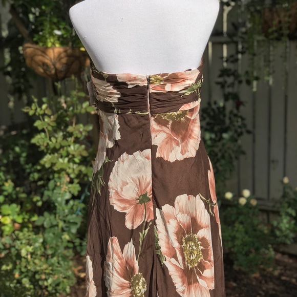 Carmen Marc Valvo Silk Floral Strapless Dress - Picture 3 of 5